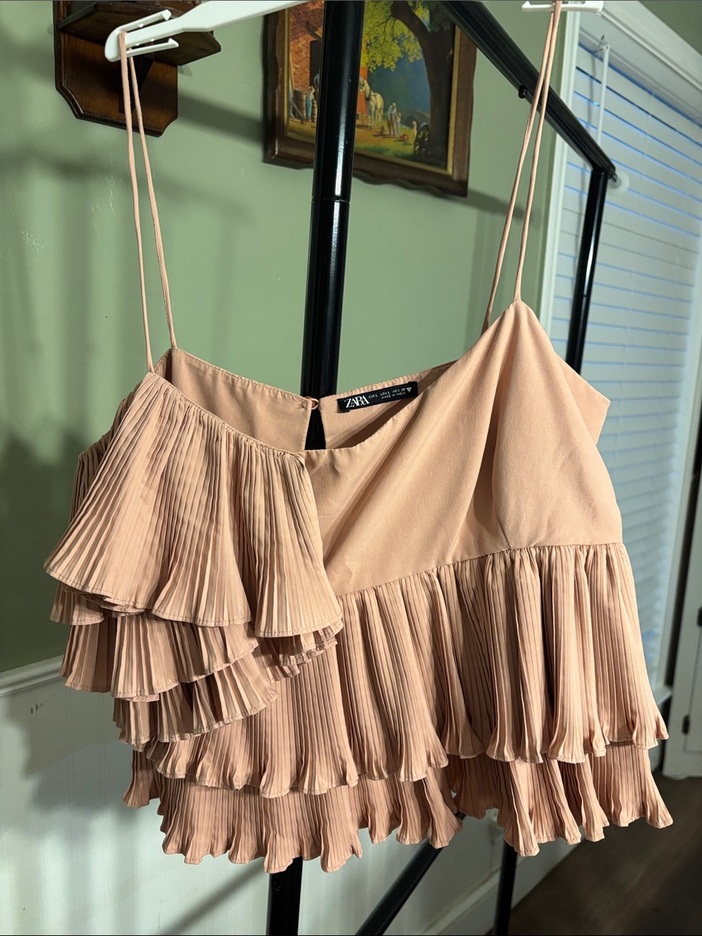Zara Blush Pleated Ruffle Camisole
